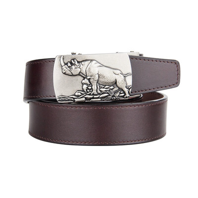 

BPSTAR Mens Automatic Buckle Genuine Leather Mens Ratchet Holeless Belt Business High Quality Mens Real Belt for Pants