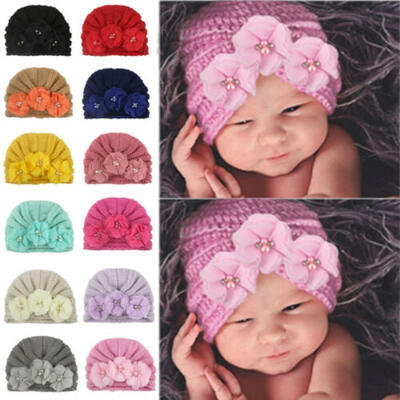 

Toddler Infant Baby Girls Boys Winter Beanie Flower Warm Cap Crochet Knit Hat US