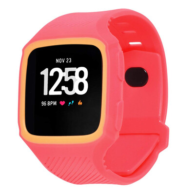 

SDQB-007 Watch Band Silicone Replacement Watch Strap with Shock Proof Protective Case for Fitbit Versa Smart Watch