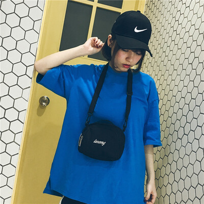 

NovelTeez 2018 Korean version of the tide new portable casual fashion single shoulder diagonal canvas wild simple embroidery handb