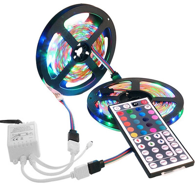 

2x5M 2835 300 LEDs RGB Strips with IR 44 Key Double Outlet Controller DC12V