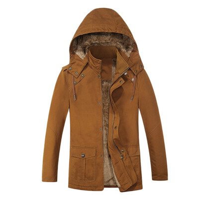 

Gobestart Mens Autumn Winter Casual Hooded Pure Color Jacket Button Outwear Coat Tops