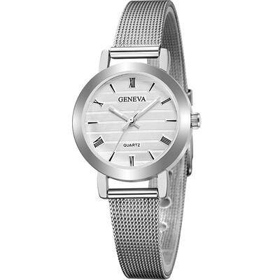 

GENEVA Small Dial Watch Fashion Female Clocks Women Luxury Stainless Steel Dress Quartz Wristwatch Elegant Lady Silver Watches