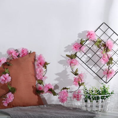 

Toponeto 1 PC Artificial Cherry Blossom Rattan Green Leaf Vine Garland Home Decor