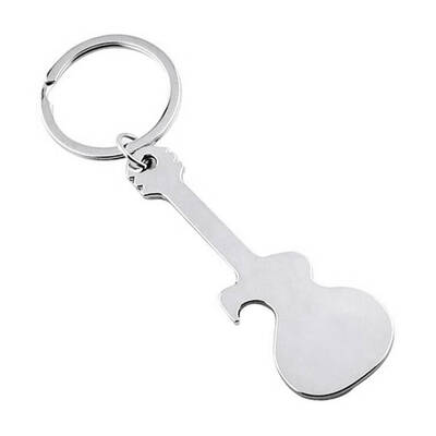 

Lute Pipa Shaped Keychain Corkscrew Bottle Opener Metal Musical Instrument Keyring Key Holder Decor Accessory