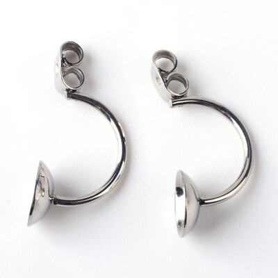 

201 Stainless Steel Ear Nuts Earring Backs Stainless Steel Color 23x10mm Hole 08mm