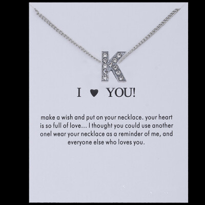 

Sale 26 Letters Pandent I Love You Fashion Simple Silvery Chain Rhinestone Charm Crystal Women Necklace Jewelry Gift