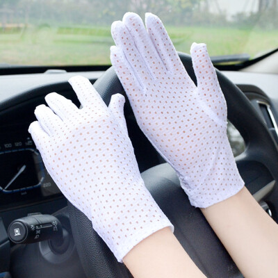 

Summer Sunscreen Driving Universal Short Breathable Mesh Stretch White Gloves