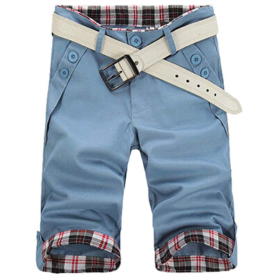 

Gobestart Mens Sport Slim Fit Plaid Button Casual Sweatpants Drawstring Shorts Pant