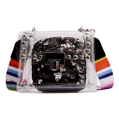 

2pcsset Rivet Transparent Shoulder Handbags Women Sequins Crossbody Clutch