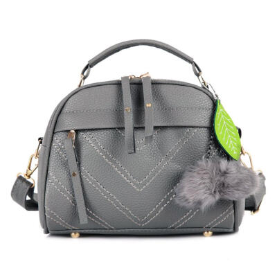 

Solid Color Leaf Hair Ball Pendant Shoulder Handbags Women Crossbody Bags