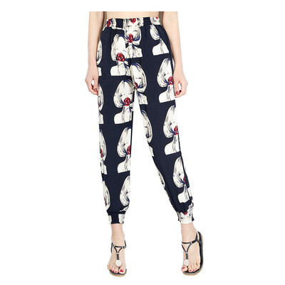 

Women Print Trousers with Loose Wide-leg Pants Harem Pants