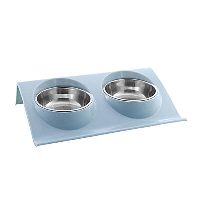 

Stainless Steel Dual Port Pet Feeding Bowl Dog Cat Water Food Dish Feeder