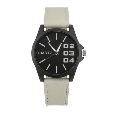 

Gobestart New Men Watch Retro Design Leather Band Analog Alloy Quartz Wrist Watch