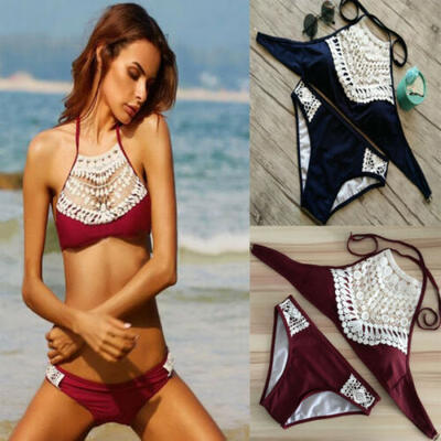 

Women High Waist Bikini Set Push UP Padded Swimsuit Swimwear Bathing Suit Beach
