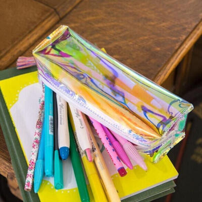 

Kawaii Women Colorful Laser Transparent Pencil Case Cosmetic Makeup Bag Pouch
