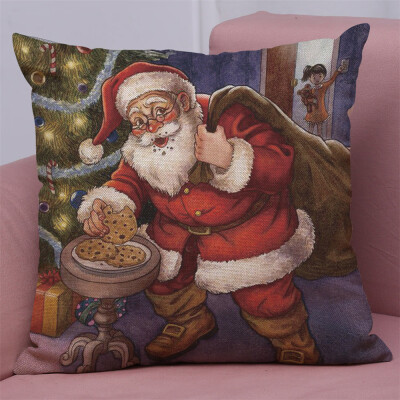 

Gobestart New Christmas Cotton Linen Pillow Case Sofa Cushion Cover Home Decor