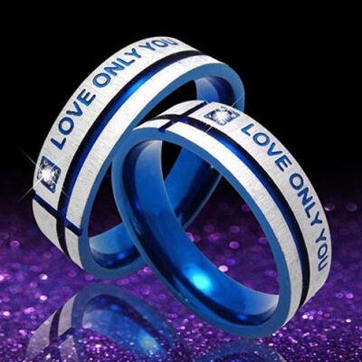 

Unisex Blue Love Only You Cross Titanium Steel Engagement Wedding Band Ring