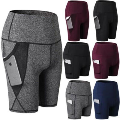 

Women Sports Gym Workout Waistband Skinny Slim Yoga Shorts Hot Pants with Pocket