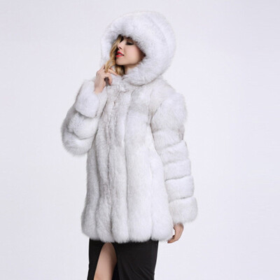 

Tailored Winter Women Fashion Long Sleeve Faux Fur Coat Jacket Open Front Hooded Coat