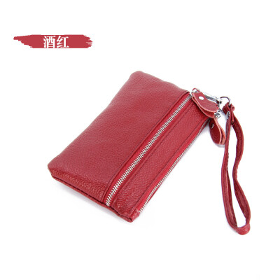 

The first layer of leather key bag 2019 new leather clutch bag Ms Europe&America multi-functional lychee phone bag