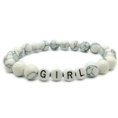 

Couples Distance Bracelet Boy And Girl Letter Natural Stone White Black Beaded Bracelets For Men Women Best Friend