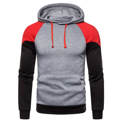 

Men Long Sleeve Slim Fit Sweater Hoodie Drawstring Patchwork Sports Sweater Warm