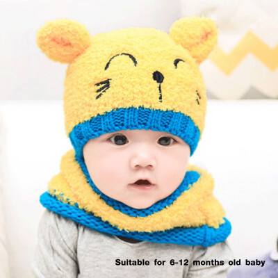 

1 Set Baby Toddler Girls Boys Warm Hat Winter Beanie Hooded Scarf Earflap Knitted Cap Baby Gifts