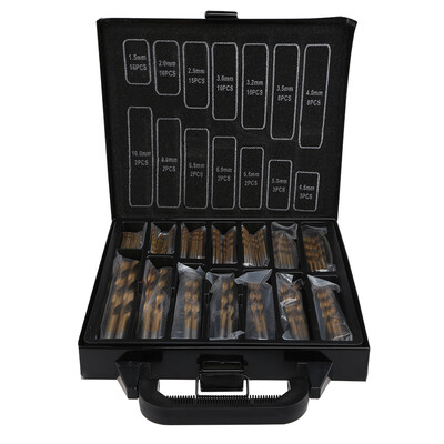 

High Speed Steel Titanium Coated Twist Drill Bits Kit with Storage Box