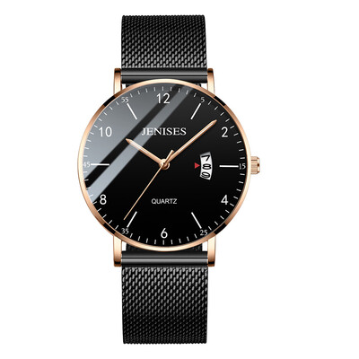

Black Creative Watch Men Top Brand Luxury Mens Quartz Ultra Thin Watch Steel Mesh Date Waterproof Clock Male relogio masculino