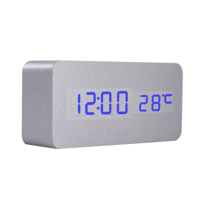 

Fashion Sound Control Desk Table Bedside Digital Alarm Clock Silver Skin