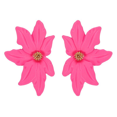 

Fashion Round Earrings for Women Spray Geometric Metal Statement Brincos Big Leaf Flower Earrings Fashion Party Jewelry Gift