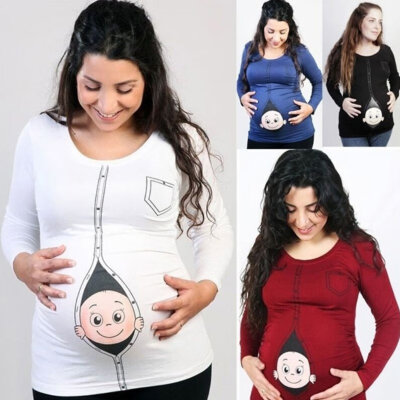 

Pregnant Maternity T Shirts Casual Pregnancy Maternity Clothes with Baby Peeking Out Funny Shirts