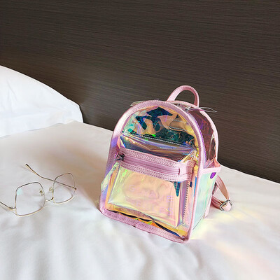

Transparent bag female 2019 new Korean fashion Joker shoulder jelly bag fairy small backpack laser backpack