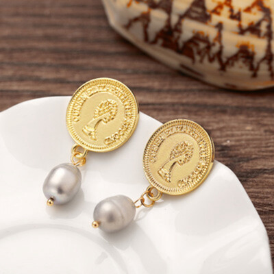 

Retro Freshwater Pearl Earrings Creative Temperament Simple Wild Slim Earrings