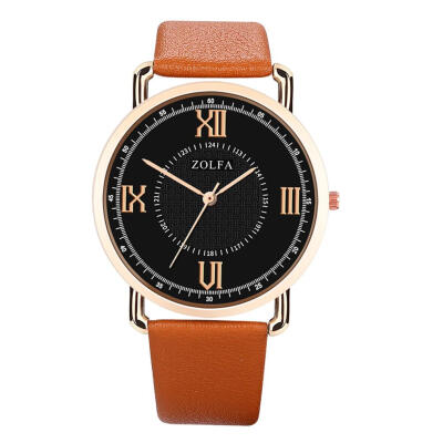 

ZOLFA Luxury Men PU Strap Watch Quartz Watches Roman Numerals Wristwatch