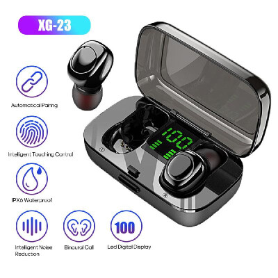 

XG-23 BT Earphone Digital Display Screen TWS Earphones Touching Control Binaural In-Ear Earbuds Black Stereophonic Mini IPX6 Water