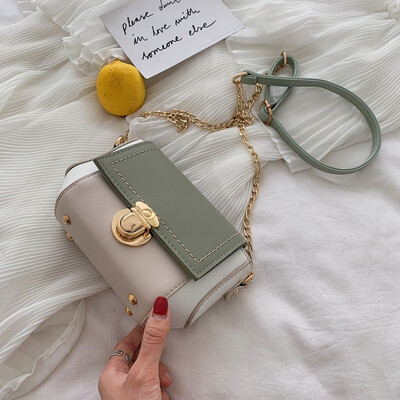 

Summer contrast French small foreign air bag female new 2019 wild single shoulder slung fashion chain small square bag