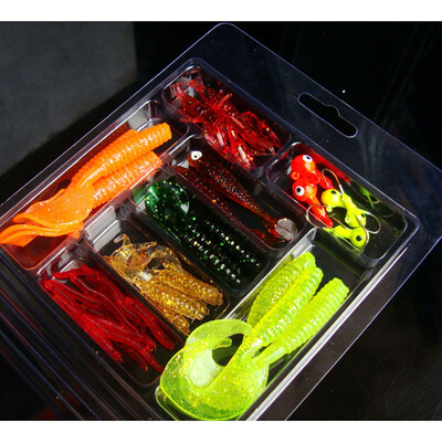 

Saidsome 33Pcs Soft Worm Lure Lure Set Head Jig Hooks Fishing Baits Set Tackle fishing bait fishing lure