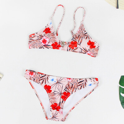 

Saidsome Women Print Tube up Two Pieces Bikini Push-Up Swimsuit Swimwear Beachwear