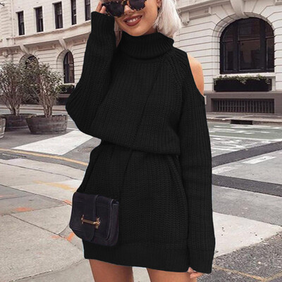 

〖Follure〗Women Winter High collar sexy Strapless Skirt Waist Knitted Pullover Sweater
