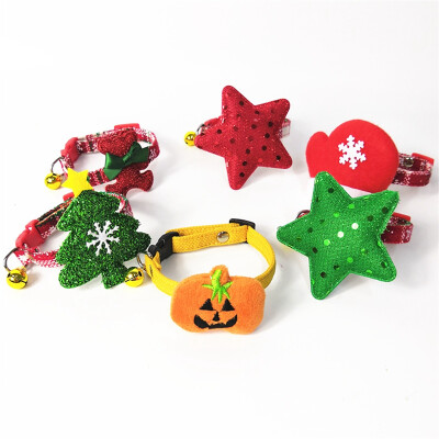 

Pet Christmas Costume Christmas Dog&Cat Collar Pet Gift for Dogs&Cats Soft&Comfy Nylon Collar Set With 6 Patterns