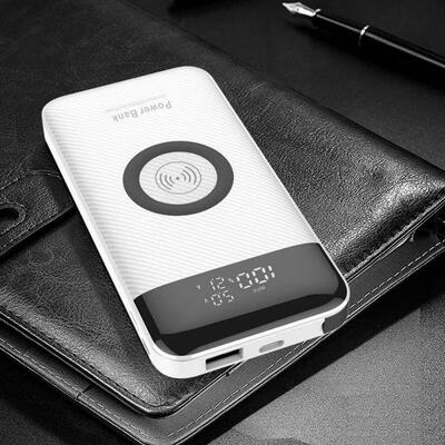 

BP932W 10000mAh Digital Display Power Bank Support Wireless Charging Portable Dual USB Battery Charger Built-in Charger Cable