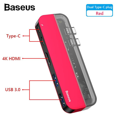 

Baseus Transparent Series Type-C to HDMIUSB30Type-C Multifunctional HUB Adapte for tablets dual Type-C HUB for MacBook Pro