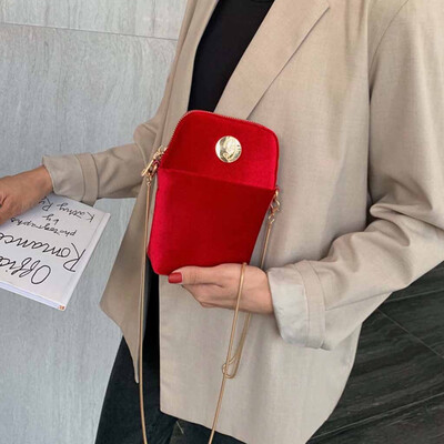 

Tailored Women New Personality Shoulder Bag Simple Messenger Package Velour Phone Bag