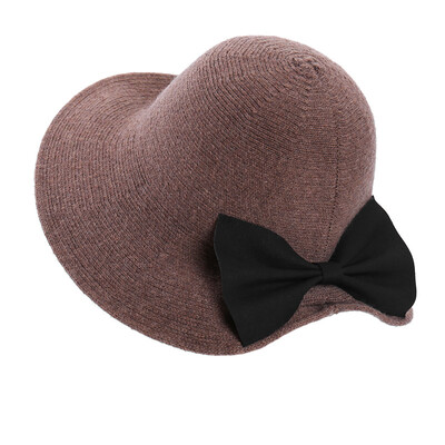 

British fisherman hat bow bow hair line hat tide autumn&winter wool hat lady dome basin hat spring warm knitted hat