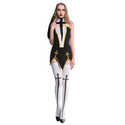 

Sexy Nun Church Women Cross Split Fancy Dress Role Play Party Cosplay Costume