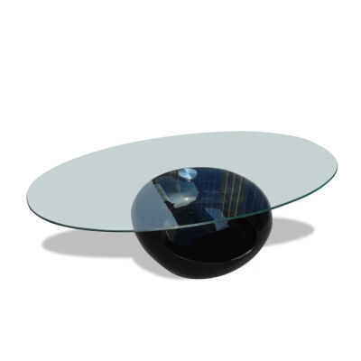 

Coffee Table with Oval Glass Top High Gloss Black