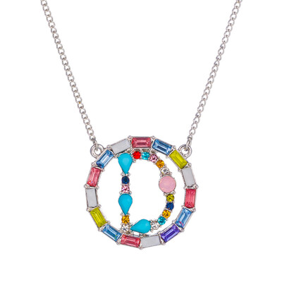 

Letter Fashion Multi-color Zircon Charm Circle Pendant Necklace Necklaces Birthday Jewelry Christmas Gifts