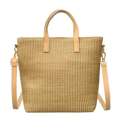 

Retro Women Straw Handbag Summer Beach Tote Zipper Shoulder Messenger Bags